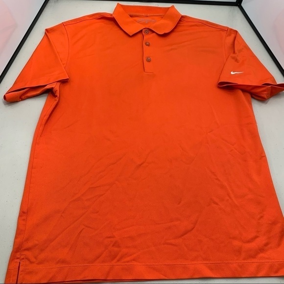 Nike Golf Shirt Adult Size Large Orange Polo Dri Fit Men - Picture 1 of 9